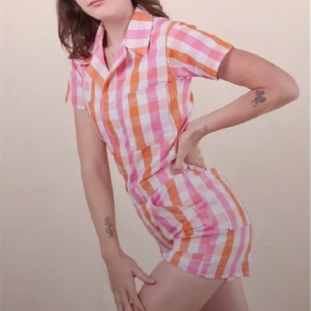 BIG BUD PRESS Pink Gingham Romper Size XS